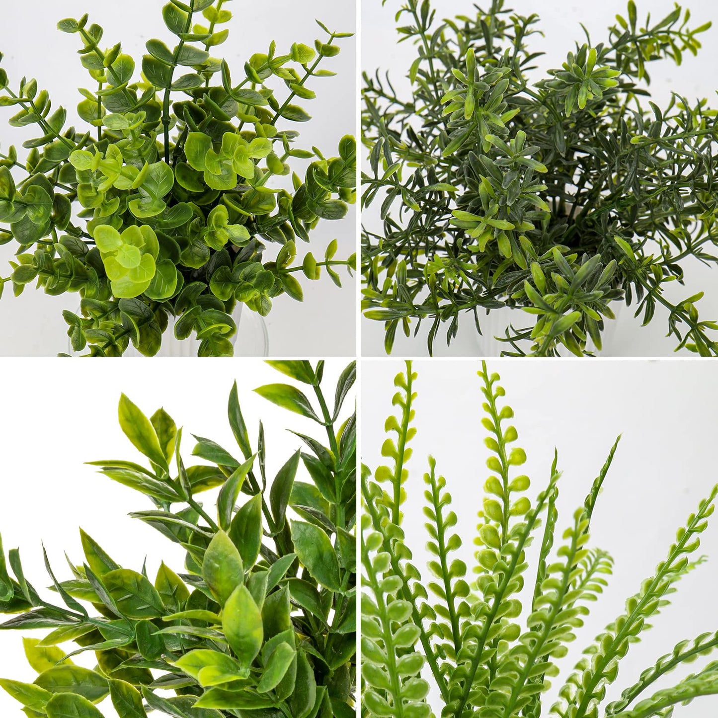 Hollyone 4 Pack Artificial Potted Plants Eucalyptus Rosemary Boston Fern ZZ Plant Fake Plant in Pot Small Faux Plant Greenery Aesthetic Indoor Home Decor Bathroom Bedroom Table Shelf Office