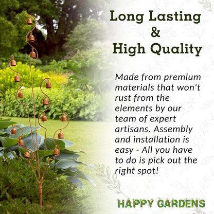 Happy Gardens Decorative Garden Stake | Spiral Tree with Bells [Bronze] | Garden Decor & Yard Art