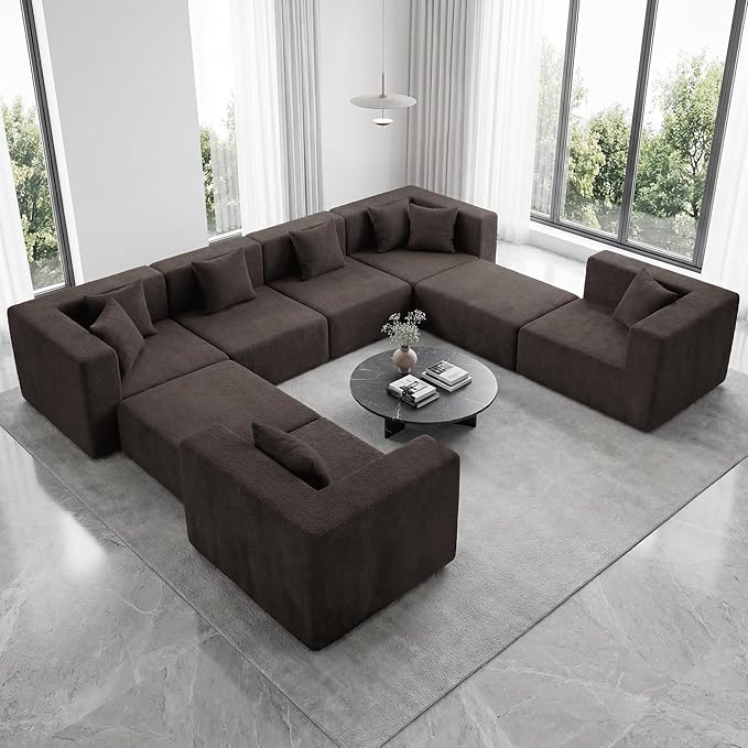 MONVANE Modular Sectional Sofa, Oversized 8 Seat Convertible U Shaped Couch