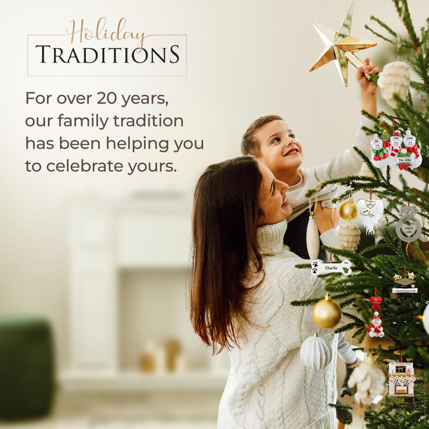 Personalized Large Family of 10 Ornament 2025 | Free 24h Customization | Laser Engraved Red Stocking Christmas Ornaments for Tree | Custom Gift Wrapped Festive Holiday Mantel Keepsake for Ten Persons