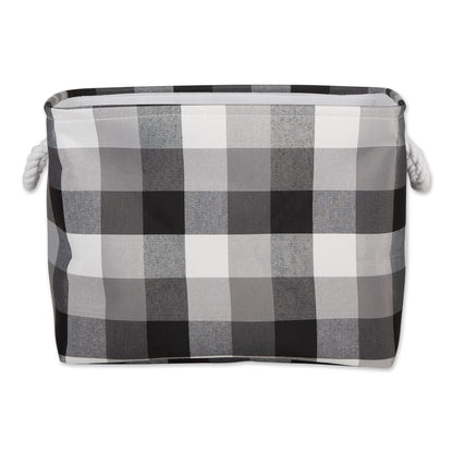 DII Buffalo Check Storage Collection Collapsible Bin with Handles, Medium Rectangle, 16x10x12, Tri Color Black