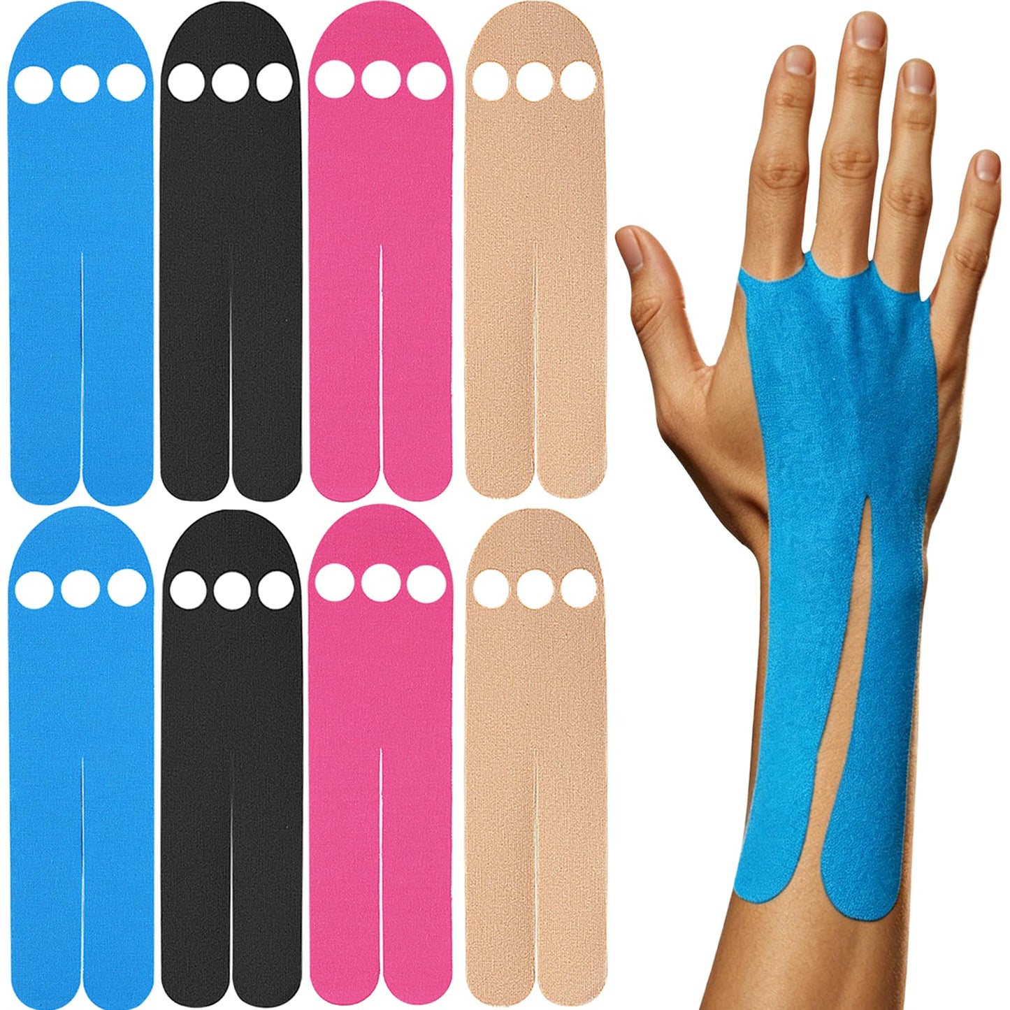8 Pcs Precut Strips,Precut Kinesiology Recovery Tapes Strips,Hand Pain Relief Athletic Tape,Muscle Strain Pain Relief Tape, Waterproof & Breathable,Sports Joints Muscle Support for Daily Exercise