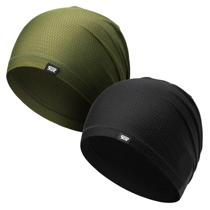 AUSFLUG 2-Pack Cooling Skull Caps for Men Women 3D Mesh Breathable Beanie Helmet Liner Hat for Running Cycling Gym