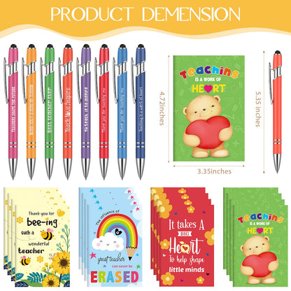 Sumind 32 Pcs Teacher Appreciation Gift Bulk Positive Ballpoint Pens and Journal Notebook Inspirational Notepad with Encouraging Quote for School Student Classroom Prize Office Supplies(Elegant)