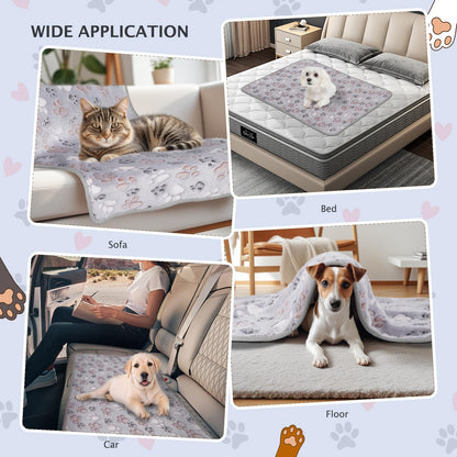 BVAGSS 6 Pack Small Dog Blanket, Super Soft Warm Pet Cover Blankets, Paw Print Puppy Fleece Flannel Blanket for Small Medium Dogs and Cats XH075 (60 x 40 cm, Grey)