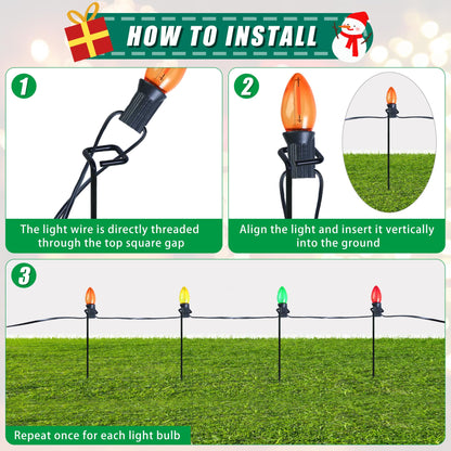 Bylion 30 Pack Metal Christmas Light Stakes - Outdoor Light Stakes - 9.8 Inch Christmas Yard Stakes for C7 C9 Universal Yard Lawn Stakes for Holiday Lights Use on Garden Lawn Patio Path Walkway