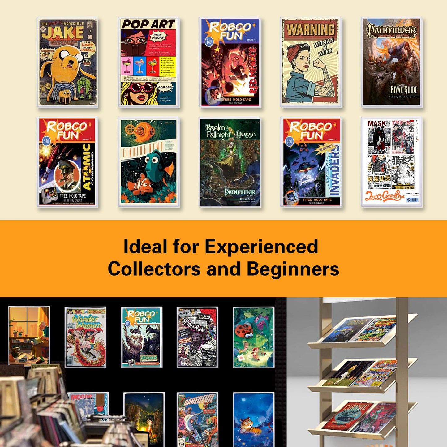 10ct Current Comic Book Toploaders - Modern Comic Book Top loaders, Crystal Clear Regular Comic Book Topload, Premium PVC Comic Book Holder, Crystal Clear Protection for Display, Storage, Collection