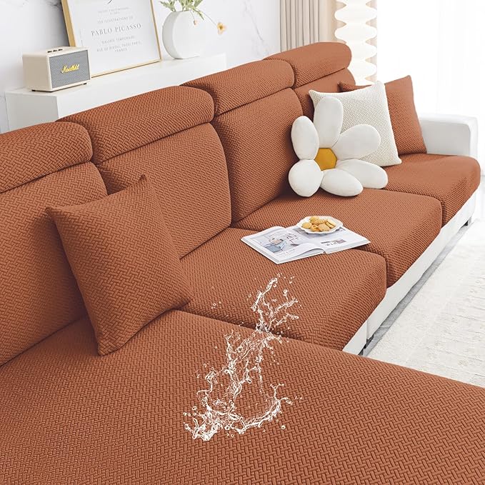 Smiry Waterproof Couch Cushion Covers, Stretch Jacquard Sectional Couch Covers
