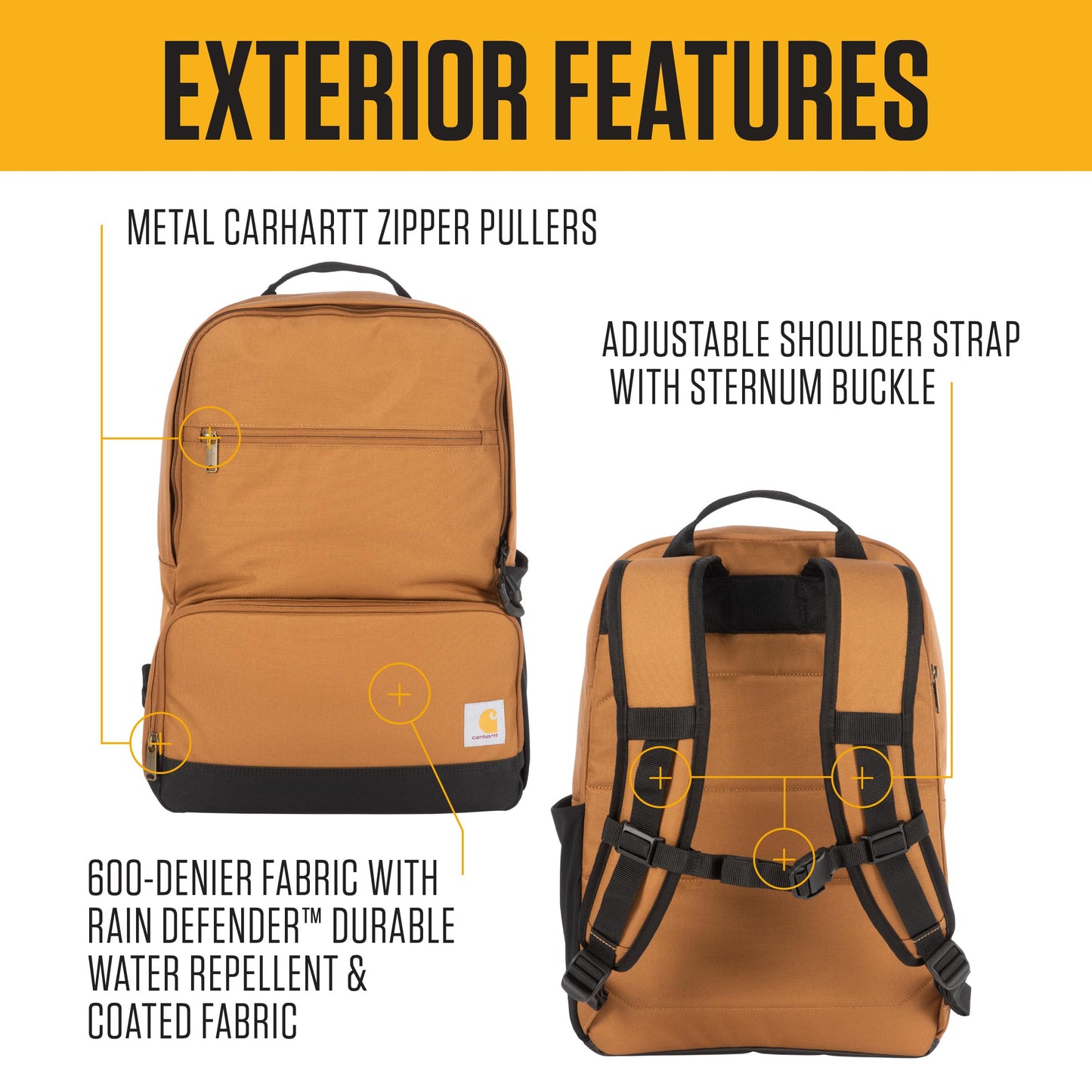 Carhartt Insulated Two Compartment Cooler, Durable Water Repellent Material W/Front Zippered Pocket for Camping, Beach & Travel, Cooler Backpack, Port