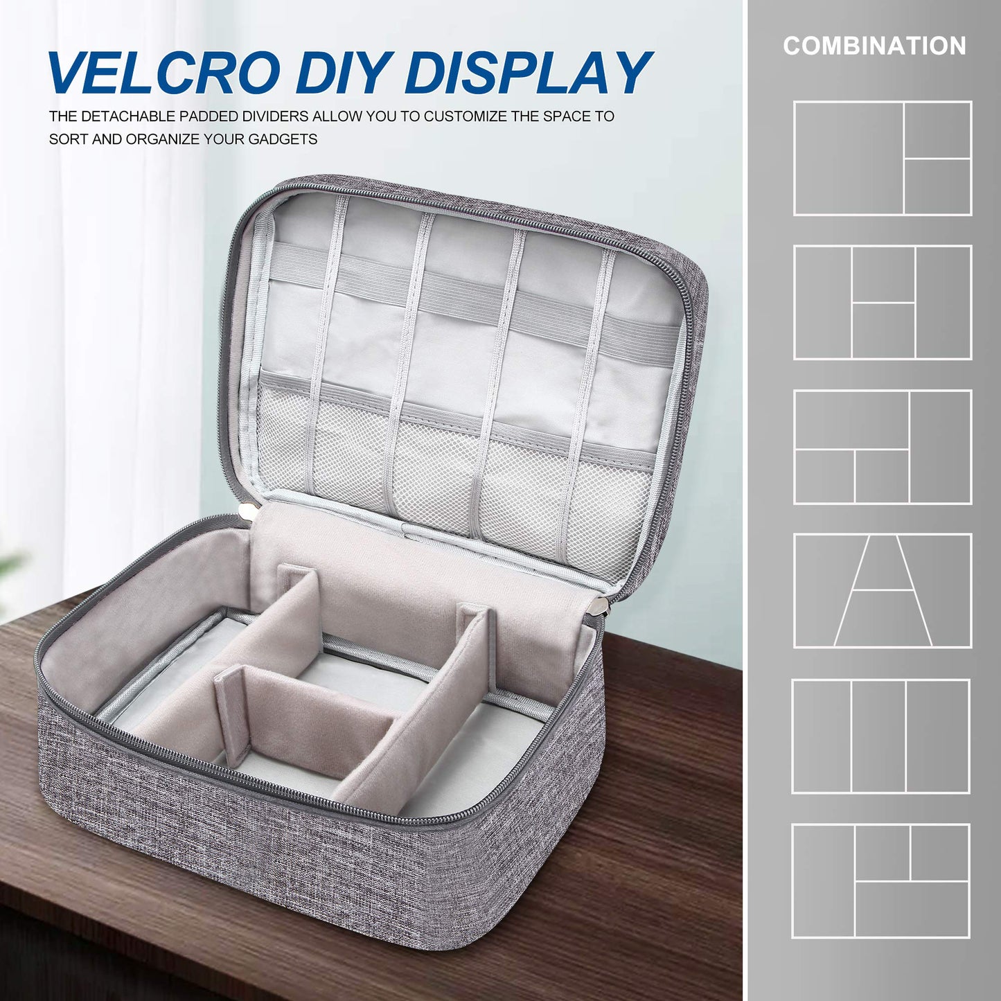 Electronics Organizer Travel Universal Cable Organizer Bag Waterproof Electronics Accessories Storage Cases for Cable, Charger, Phone, USB, SD Card, Hard Drives, Power Bank, Cords