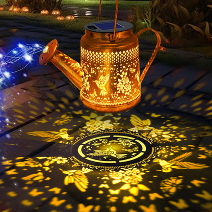 Solar Lanterns Outdoor Waterproof, Hummingbird Watering Can Garden Decor, Hanging Solar Path Lights Yard Art, Outside Patio Decoration Gardening Birthday Gifts for Mom Grandma Women with Shepherd Hook