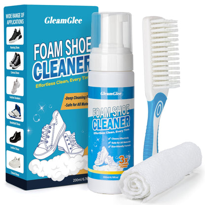 Shoe Cleaner, 200ml White Trainer Cleaner with Shoe Brush & Cloth Included, Sneaker Cleaner, Shoe Cleaning Kit for Suede, Leather, Knit, Boots, Canvas, Rubber, PU