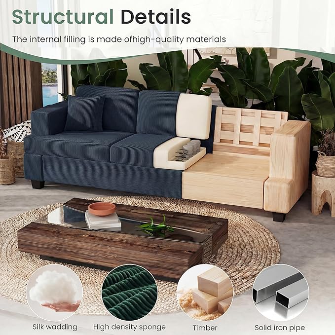 YOUDENOVA 2 Piece Set Comfy Sofa Couch, 3-Seater Sofa * 2