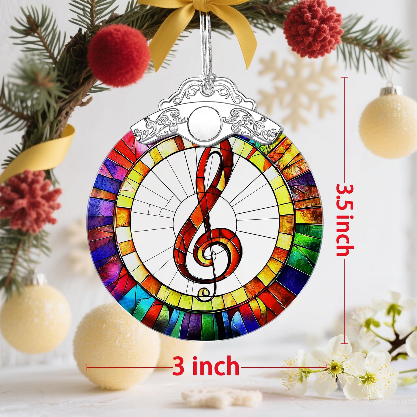 Stained Glass Musical Christmas Ornament：Christmas Tree Ornaments & Holiday Decor – Holiday Presents & Gift Ideas & Music Teacher Gifts & Music Lover Gifts & Musician Gift