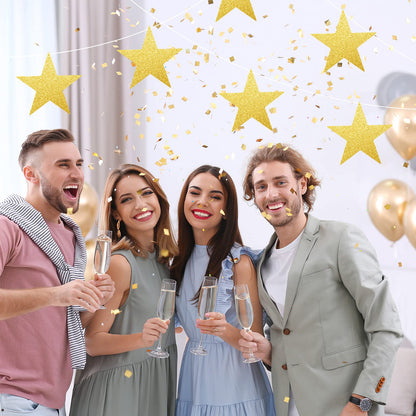 Gejoy 80 Pieces Gold Glitter Stars Cutouts Gold Stars Decoration Double Printed Paper Star for Movie Night Bulletin Board Decoration Classroom Wall Graduation Party Decorations 6 Inches