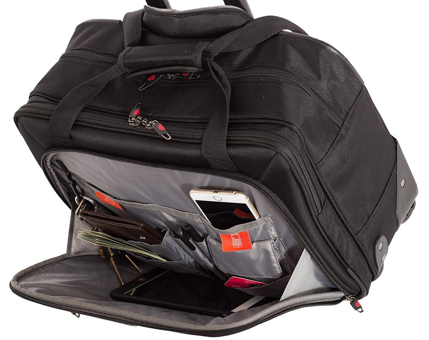 Aerolite Ryanair Priority Boarding, Easyjet Plus, BA, WizzPriority, Jet2 Approved Rolling Padded Laptop Case Bag 2 Wheels - Fits up to 15.6", Business Trolley Hand Cabin Luggage Case (Black x2)