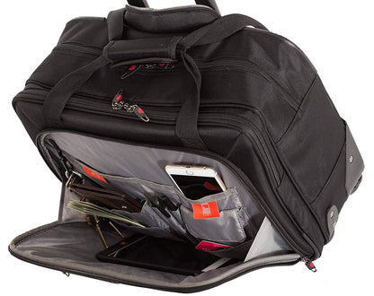 Aerolite Ryanair Priority Boarding, Easyjet Plus, BA, WizzPriority, Jet2 Approved Rolling Padded Laptop Case Bag 2 Wheels - Fits up to 15.6", Business Trolley Hand Cabin Luggage Case (Black x2)