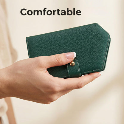 Cute RFID Passport Wallet for Women Leather Slim Passport Holder Travel Wallet Cover with Zipper Coin Purse, Credit Card, Sim and Tticket Slots (Green)