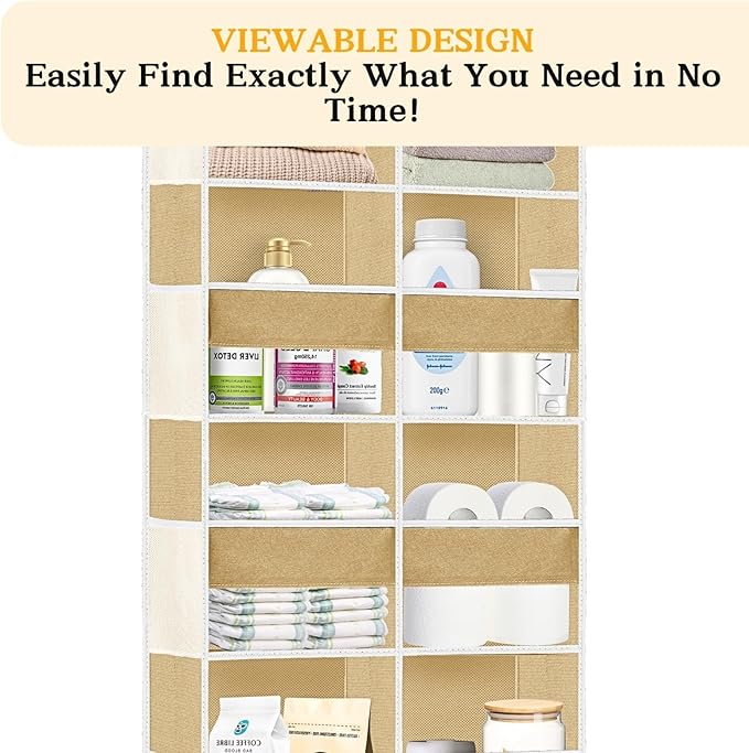 Over the Door Organizer 5 Tiers, Extra Large Behind Door Storage of 10