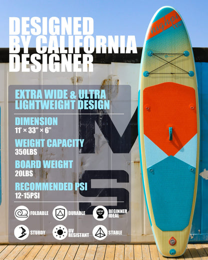 Highpi 11ft Inflatable Stand Up Paddle Board for Youth and Adults – Wide Sup with Premium Accessories, Blow Up Paddleboard for Surfing, Fishing, Yoga & More