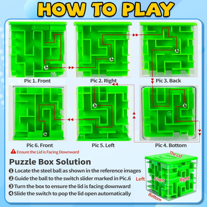 6 Pack Money Maze Puzzle Gift Box, 3D Puzzle Boxes Toy for Money Gift - Maze Magic Cube Toy Brain Teasers for Kids Adults Birthday Party Favors Easter Basket Fillers
