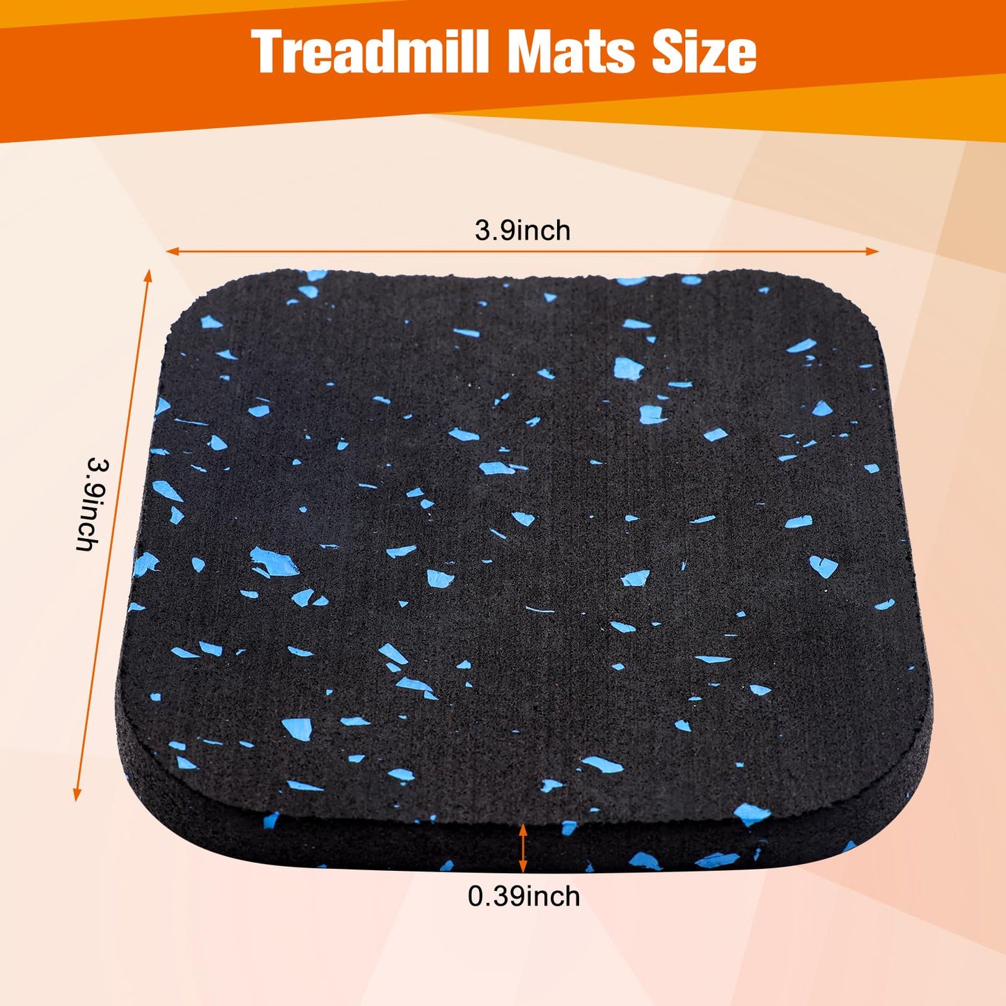 4Pcs Treadmill Mats, Coolrunner High Density Equipment Pads Noise Reduction for Floor Protection, Washing Machine Pads, Anti Vibration Rubber mats for Stationery Bike, Rowing Machine, Home Gym Station