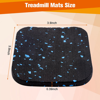 4Pcs Treadmill Mats, Coolrunner High Density Equipment Pads Noise Reduction for Floor Protection, Washing Machine Pads, Anti Vibration Rubber mats for Stationery Bike, Rowing Machine, Home Gym Station