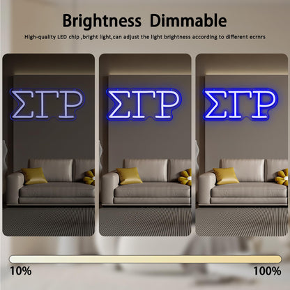 Sigma Gamma Rho Neon Light Sign, Dimmable LED Sorority Greek Lettering 11.8 x 5.1 in, Elegant Sorority Neon Signs Wall Decor for Girls Kids Room Bedroom Bar Birthday Gifts (Blue)
