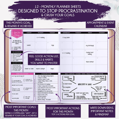 Deluxe 2026 Planner Weekly and Monthly | Law of Attraction Planner with Productivity App | 12-Month for Productivity, Gratitude & Goal Setting | Includes Foldable Vision Board, Gift Box & Stickers