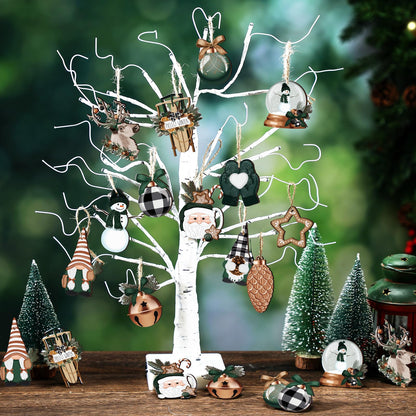 Huwena 40 Pcs Christmas Wooden Ornaments Winter Decorations for Xmas Tree Gingerbread Nutcracker Snowman Gnome Wood Cutouts for Small Tree Wreath Decor(Hunter Green,Winter Wonderland)