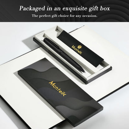 MCNTEIK Matte Black Forest Gel Pen, Exquisite Surface Texture Design, Black Ink Refill, Fancy Gift Set for Men & Women, Retractable, Business Signature, Executive, Unique, Office, Nice Designer Pens