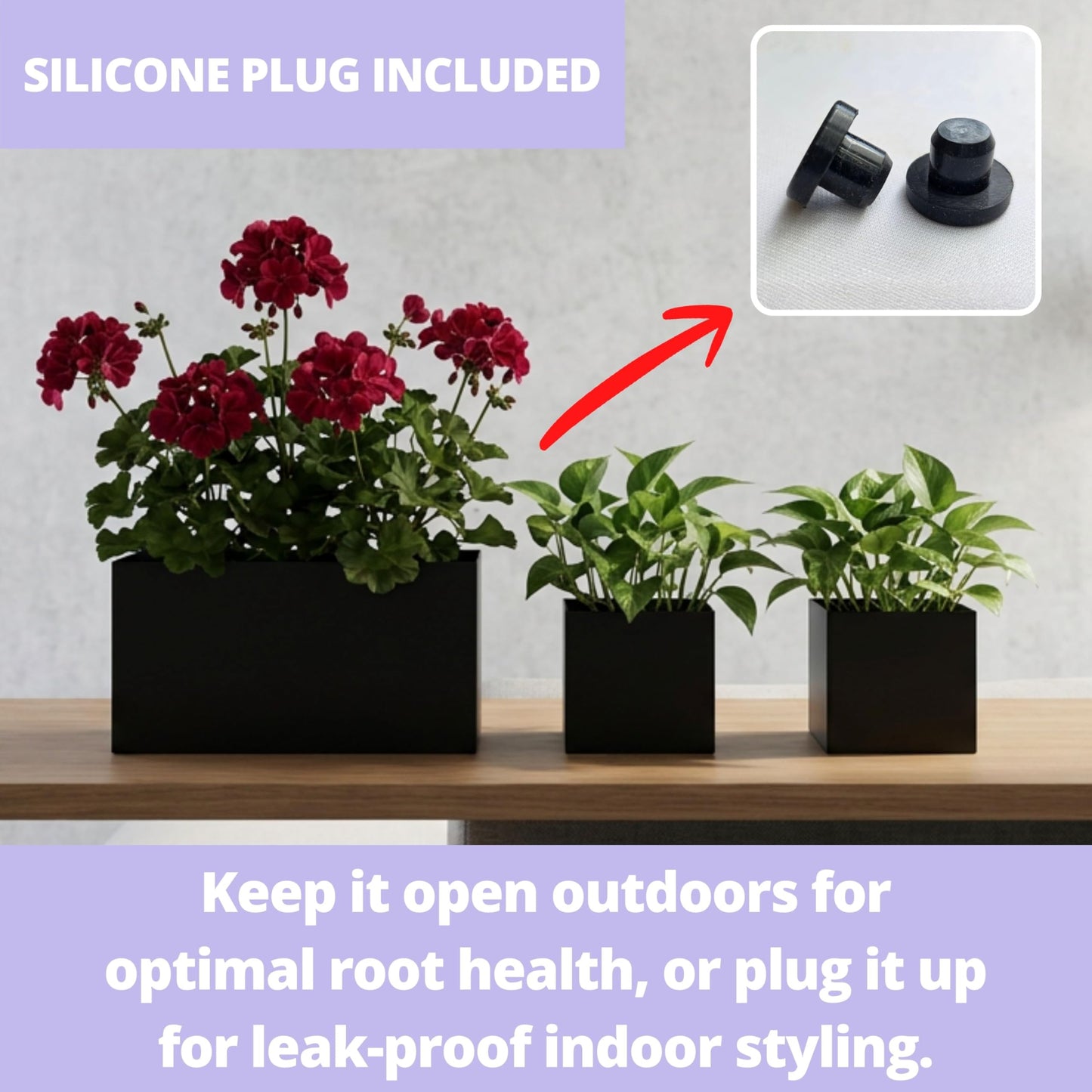 LaLaGreen Wall Planters (3 Set) Rectangular Wall Mounted Hanging Flower Boxes for Indoor Plants, Black Carbon Steel Metal Windox Box Planter Plant Pot Modern Balcony Windowsill Herb Home Garden Decor