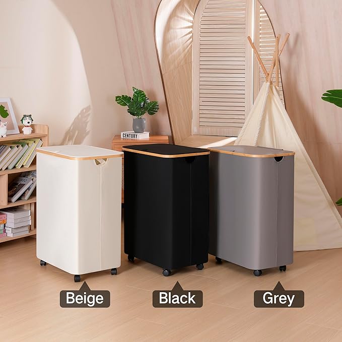Lagre Laundry Basket with Wheels, Laundry Hamper with Lid, 160L Clothes Hamper