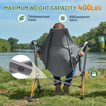 TIMBER RIDGE Hammock Camping Chair, Oversized Swinging Hammock Chair with Adjustable Back and Seat for Outdoor Lawn, Sports, Supports 400lbs, Grey