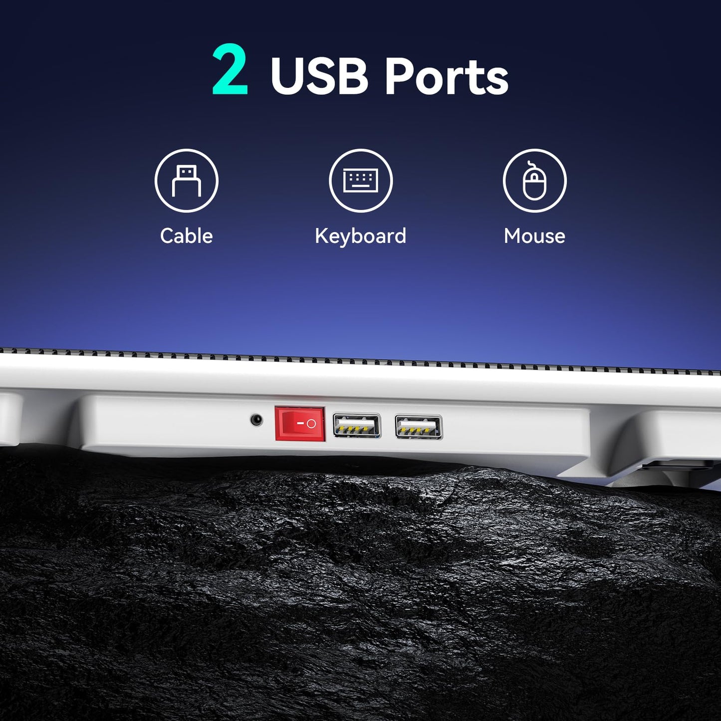 TECKNET Laptop Cooling Pad, Portable Slim Quiet USB Powered Laptop Notebook Cooler Cooling Pad Stand Chill Mat with 3 Blue LED Fans, Fits 12-17 Inches (White)