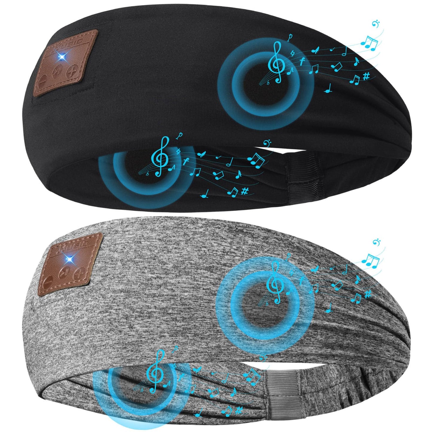 2-Pack Sleeping Headphones Wireless Bluetooth 5.4, Headband Headphones with Ultra-Thin Speakers, Bluetooth Headband for Side Sleepers, Running, Workout, Insomniac, Travel, Meditation（Black&Grey）
