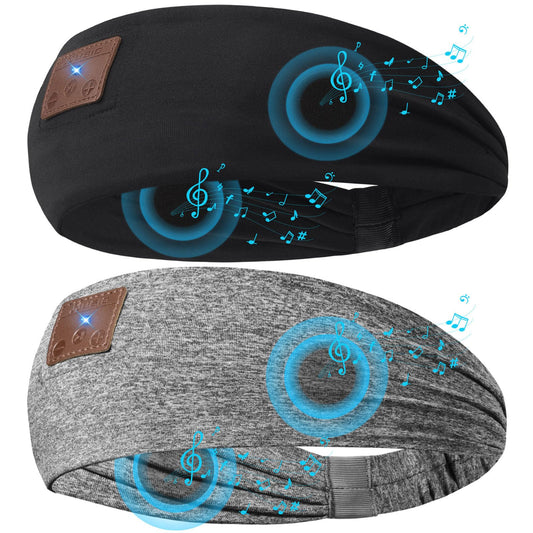 2-Pack Sleeping Headphones Wireless Bluetooth 5.4, Headband Headphones with Ultra-Thin Speakers, Bluetooth Headband for Side Sleepers, Running, Workout, Insomniac, Travel, Meditation（Black&Grey）