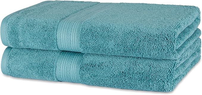 Amazon Basics Fade-Resistant 100% Cotton Bath Towel, Teal Green