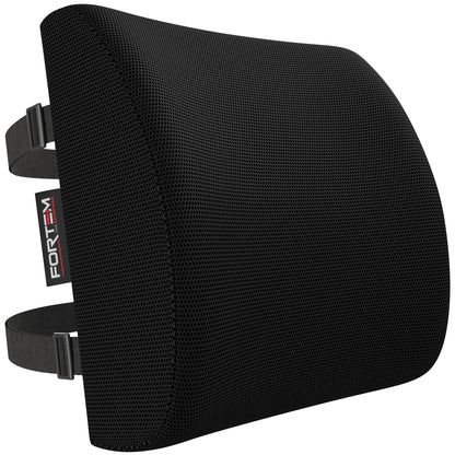 FORTEM Lumbar Support Cushion, Back Support for Office Chair and Car Seat, Back Rest for Gaming, Memory Foam Pillow, Desk Chair Cushion, Breathable & Washable Cover, Adjustable Straps