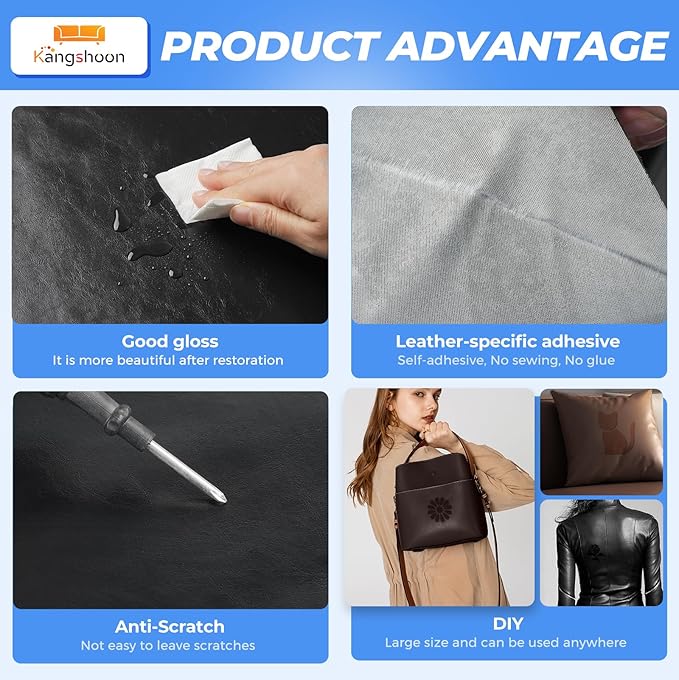 Leather Repair Patches, 17X79 Inch Self-Adhesive Leather Repair Tape, Stretch