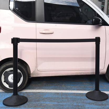 OangeStar 6 Packs Crowd Control Stanchion, Crowd Control Barrier Set w/10ft Black Retractable Belt Rubber Base