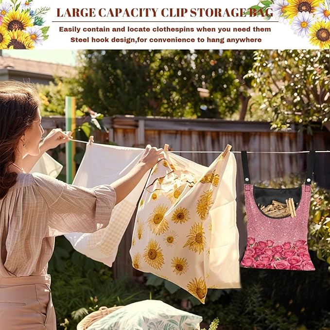 Clothespin Bag for Clothes Pin Holder for Outside and Clothes Line Pins