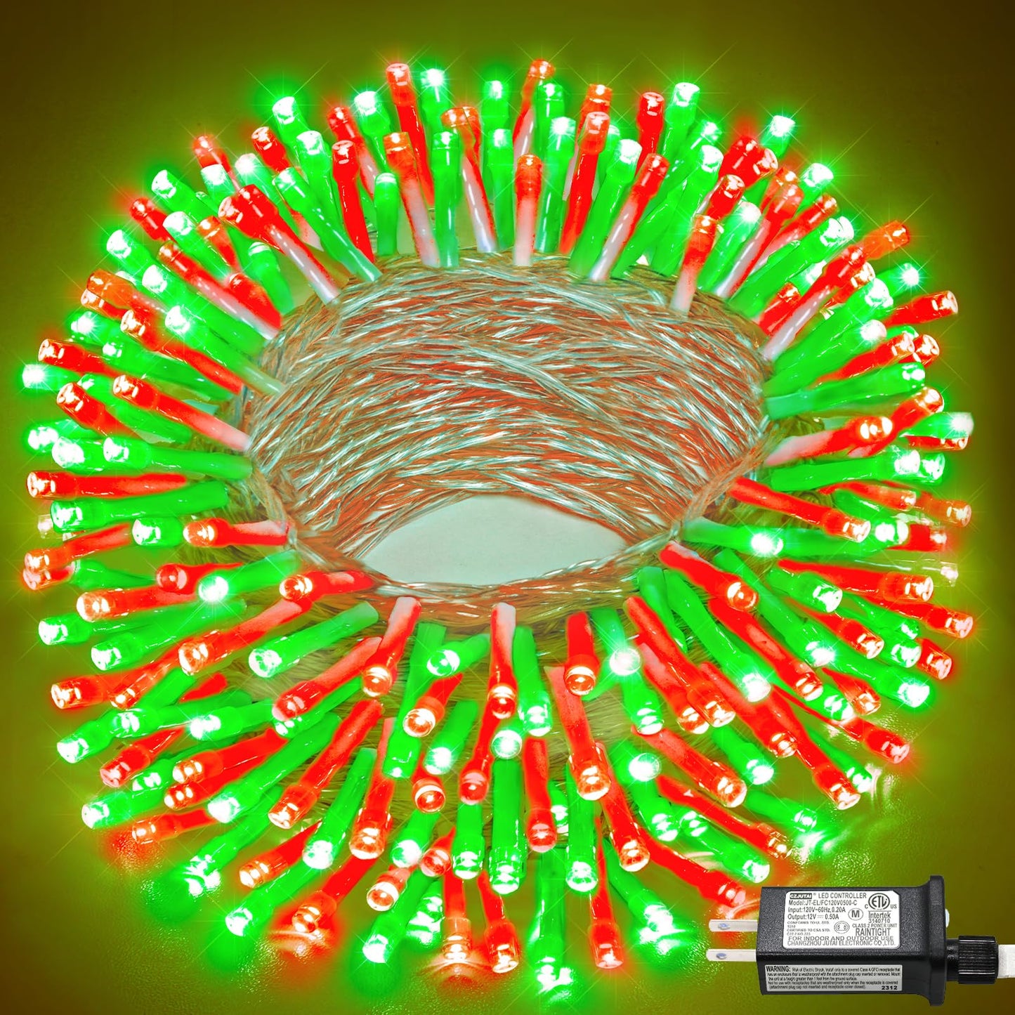 66FT 200 LED Outdoor String Lights, Plug in Connectable Christmas Lights Indoor Clear Wire, Waterproof 8 Modes String Lights for Outside Xmas Tree Patio Garden Roon Party Decorations, Red and Green