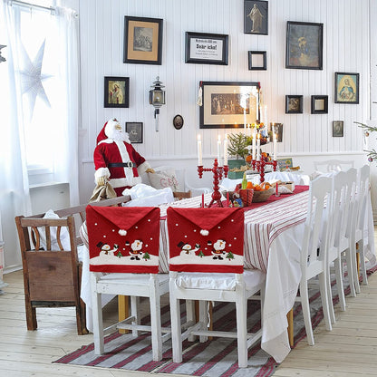 Phedrew 6Pcs Christmas Chair Covers Xmas Dining Chair Slipcovers Santa Hat Chair Back Covers for Christmas Banquet Holiday Festival Decor