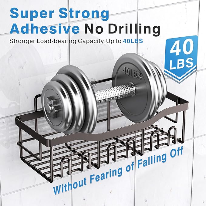 EUDELE 5-Pack Rustproof Stainless Steel Shower Caddy – No Drill Adhesive