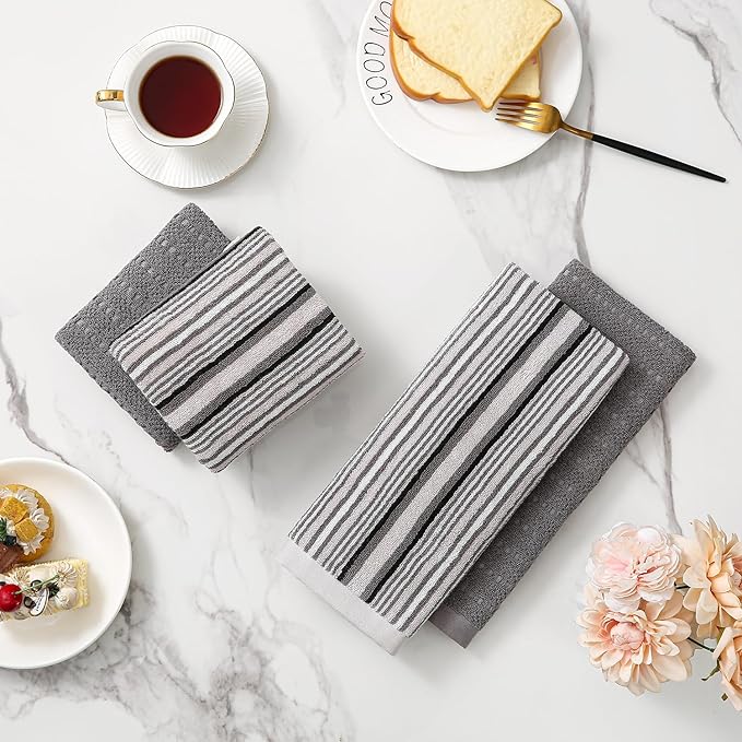 Kitchen Dish Towels for Drying Dishes, Large Cotton Kitchen Towels, Stripped