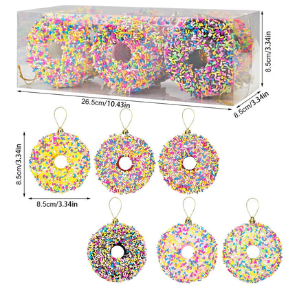 LANGXUN 6pcs Donut Candy Land 2025 Xmas Birthday Party Wedding Suppiles Decoration, Hanging Candy Cane Christmas Tree Décor, Christmas Decorative Hanging Ornaments Crafts