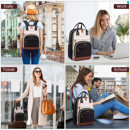 LOVEVOOK Laptop Backpack Women 15,6 inch, Waterproof Rucksack Bag with USB Port & Anti-theft Zipper, Large Womens Laptop Bags Back Pack for Work College Teacher Uni School Travel, Black