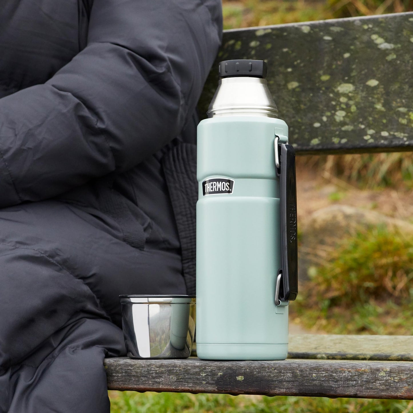 Thermos - Stainless King Red Travel Flask (1.2L) - Premium Leak Proof Insulated Tea & Coffee Flask for Hot & Cold Drinks, Built-in Cup, Twist-Pour Stopper, BPA-Free, Durable Steel