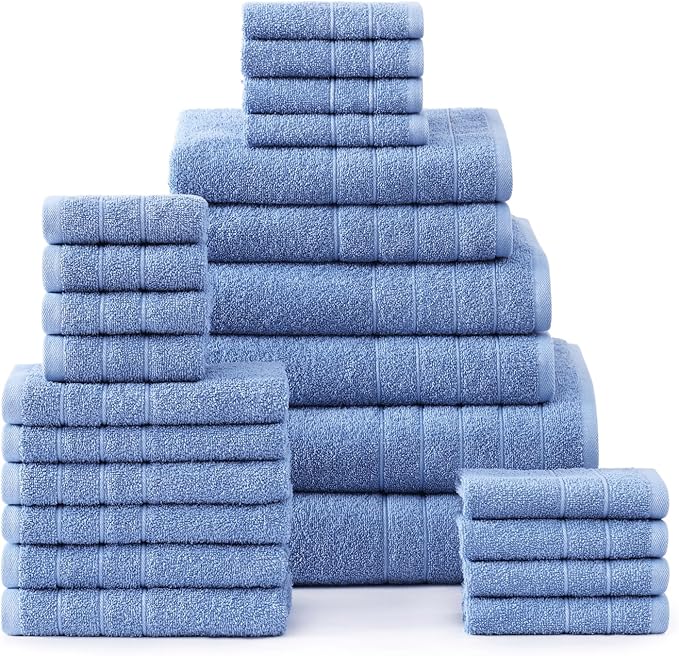 Casa Platino 100% Cotton Bathroom Towels Set – 24 Pc Family Pack – Soft &